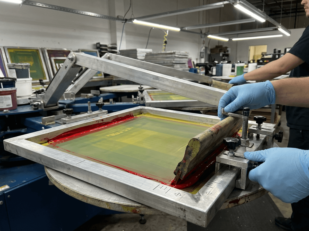 Screen registration and pre-press setup for a large screen print run